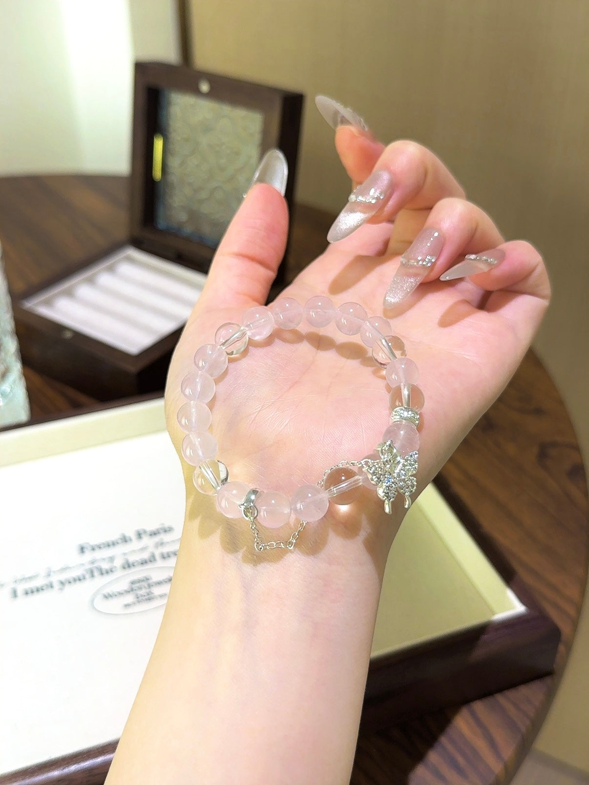 ▫️▪️ Pink crystal white crystal bracelet